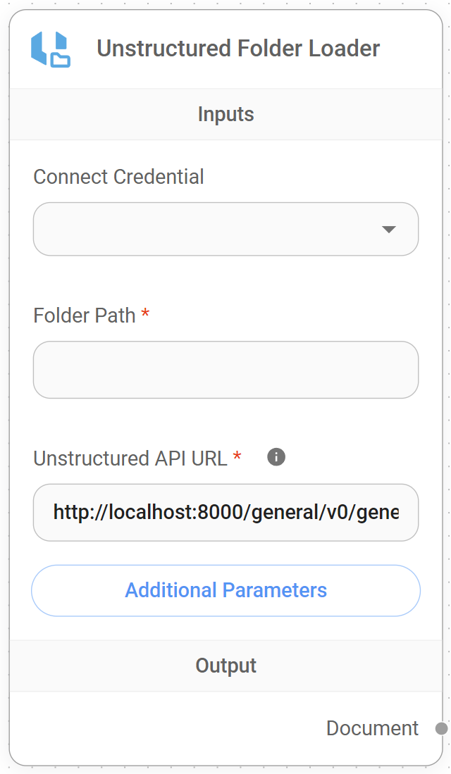 <p>Unstructured Folder Loader Node</p>